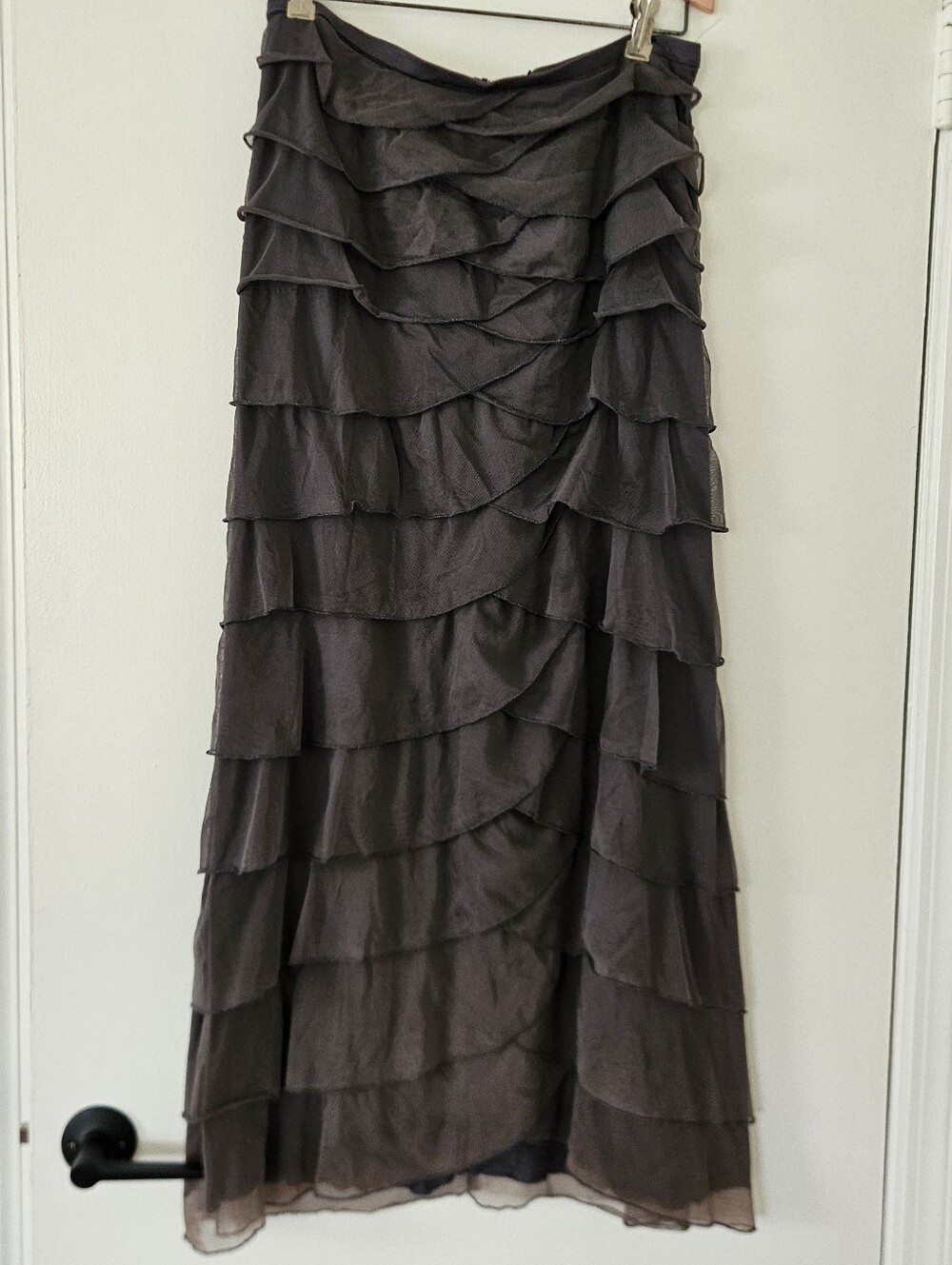 Whimsigoth Grunge Womens Maxi Skirt L Tiered Steampunk Y2K Tulle Vtg Goth Boho